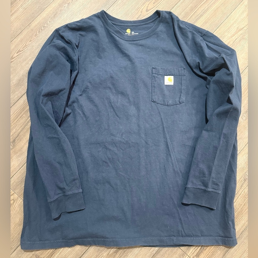 Carhartt Relaxed Fit Long Sleeve Pocket Shirt Graphic Back Navy 4XL